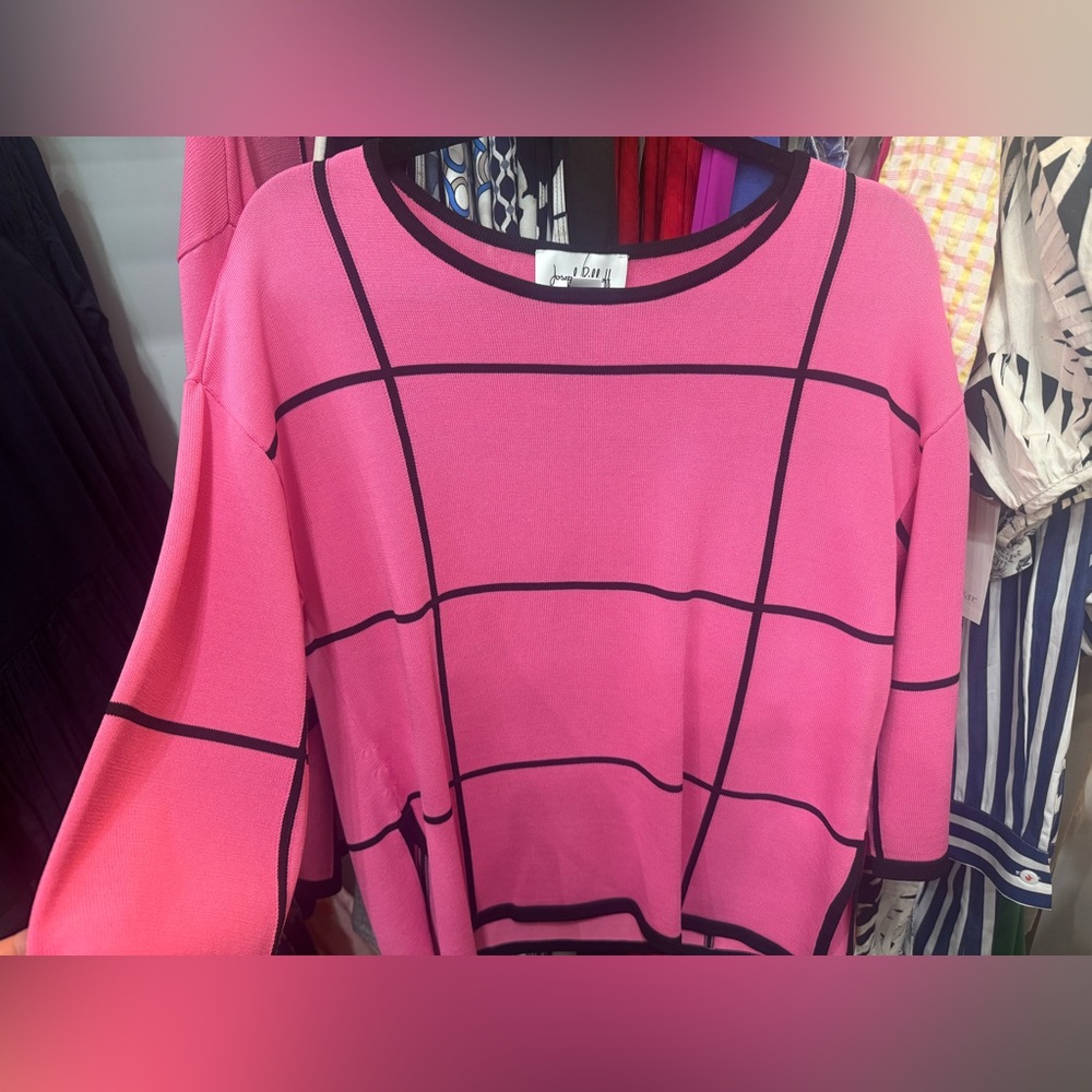 Joseph Ribkoff Pink Plaid Sweater